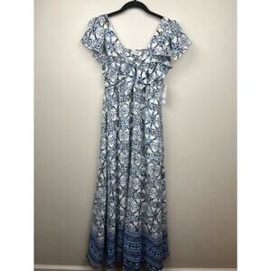 NWT Taylor Blue Tie Chest Maxi Dress - size 6